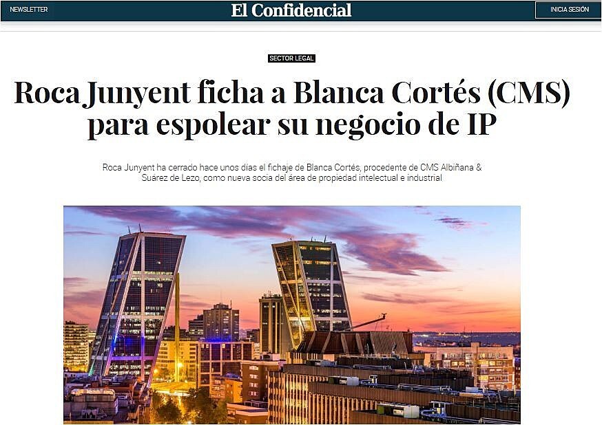 Roca Junyent ficha a Blanca Corts (CMS) para espolear su negocio de IP